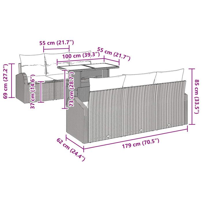 Set de canapele pentru grădină cu pernă 7 pcs Maro Rattan poli - WALTI WALTI