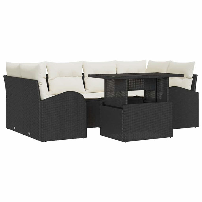Set de canapele pentru grădină cu pernă 7 pcs Negru Rattan poli - WALTI WALTI