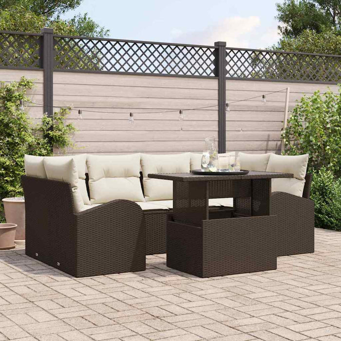 Set de canapele pentru grădină cu pernă 7 pcs Maro Rattan poli - WALTI WALTI