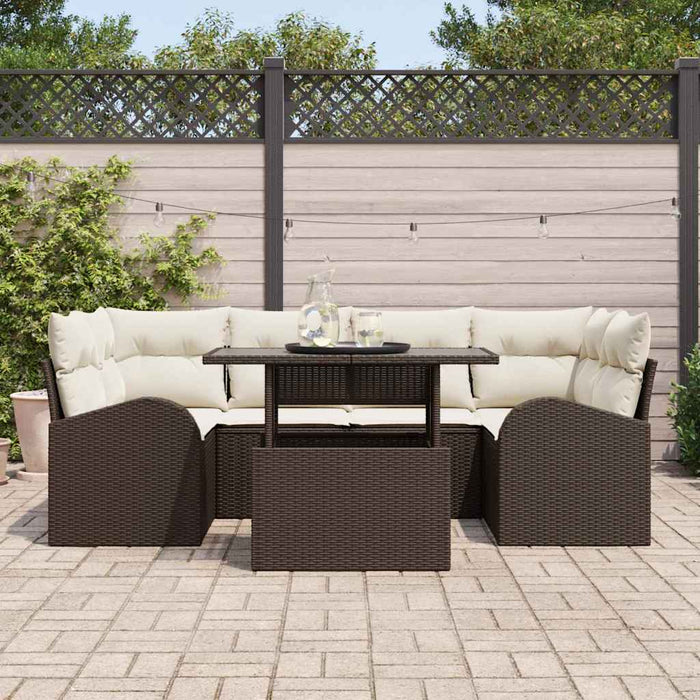 Set de canapele pentru grădină cu pernă 7 pcs Maro Rattan poli - WALTI WALTI