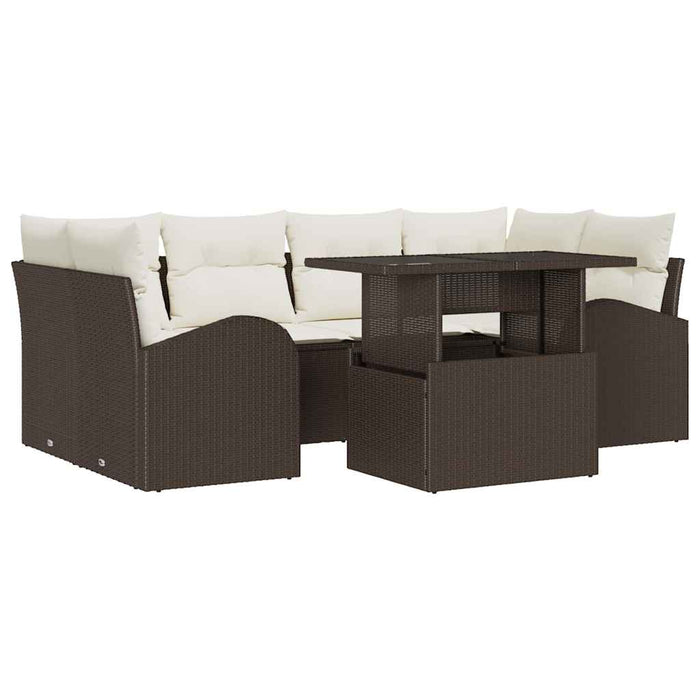 Set de canapele pentru grădină cu pernă 7 pcs Maro Rattan poli - WALTI WALTI