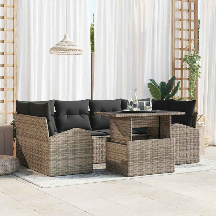 Set de canapele pentru grădină cu pernă 7 pcs Gri Rattan poli - WALTI WALTI