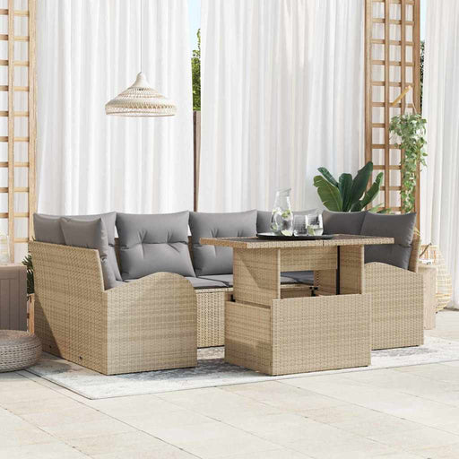 Set de canapele pentru grădină cu pernă 7 pcs Bej Rattan poli - WALTI WALTI