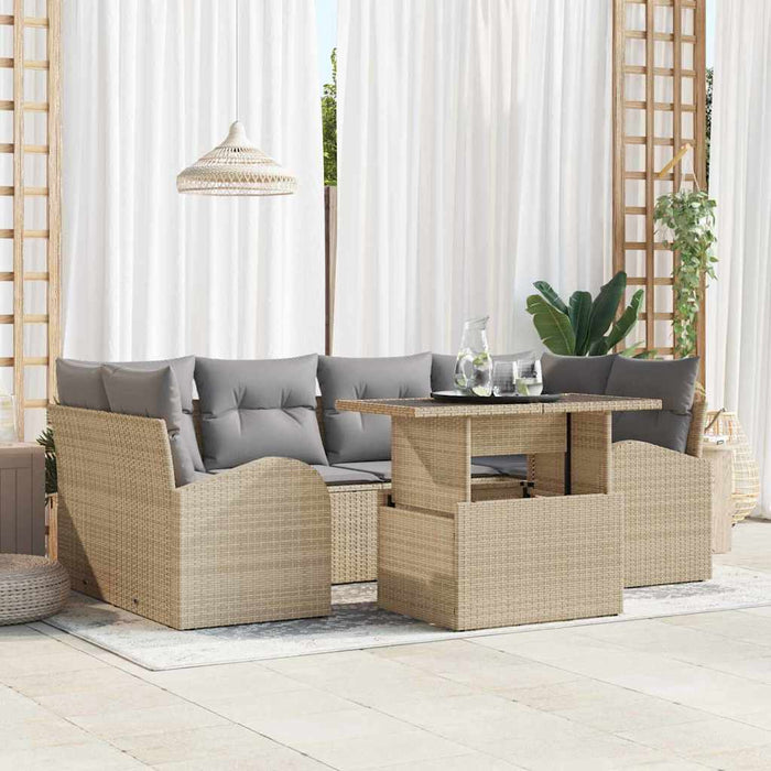 Set de canapele pentru grădină cu pernă 7 pcs Bej Rattan poli - WALTI WALTI