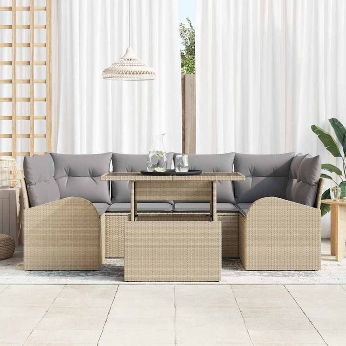 Set de canapele pentru grădină cu pernă 7 pcs Bej Rattan poli - WALTI WALTI