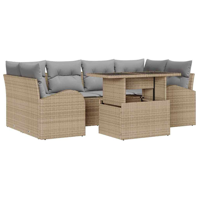 Set de canapele pentru grădină cu pernă 7 pcs Bej Rattan poli - WALTI WALTI