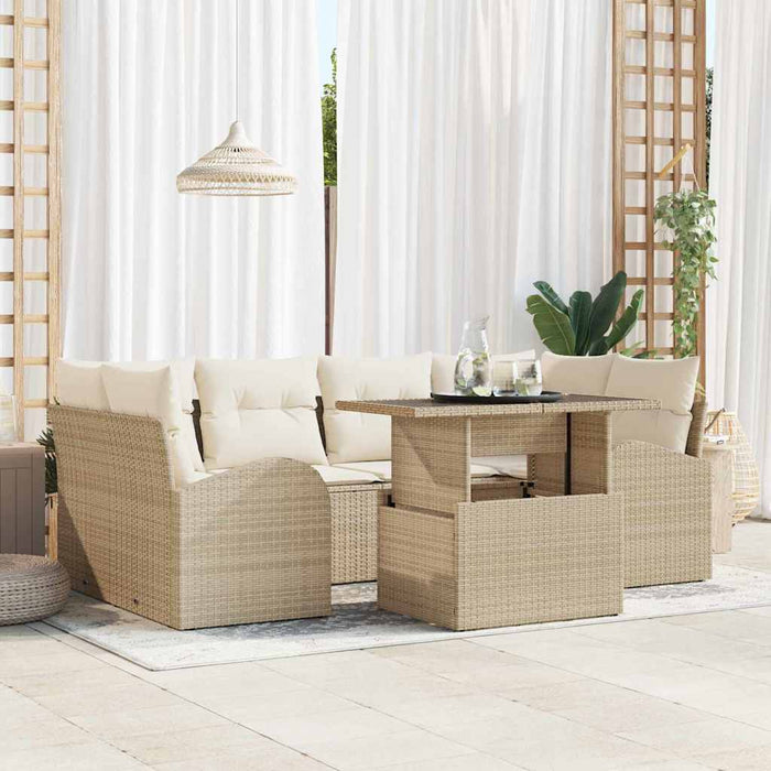 Set de canapele pentru grădină cu pernă 7 pcs Bej Rattan poli - WALTI WALTI