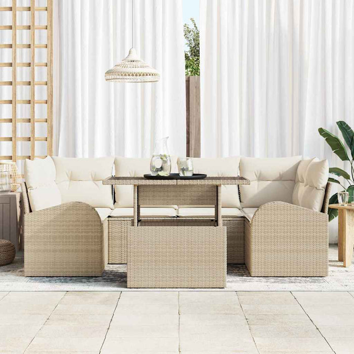 Set de canapele pentru grădină cu pernă 7 pcs Bej Rattan poli - WALTI WALTI