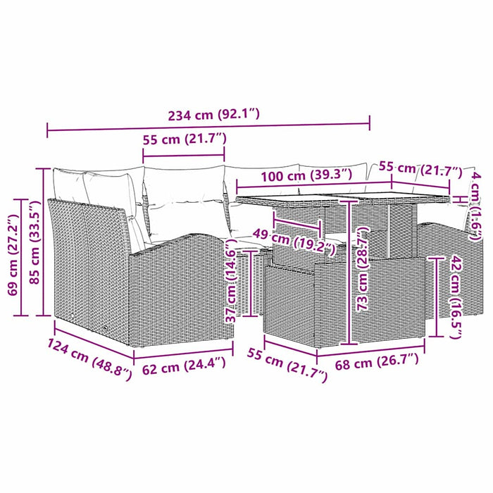 Set de canapele pentru grădină cu pernă 7 pcs Bej Rattan poli - WALTI WALTI