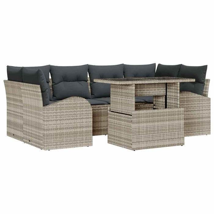Set de canapele pentru grădină 7 pcs Gri deschis Rattan poli - WALTI WALTI