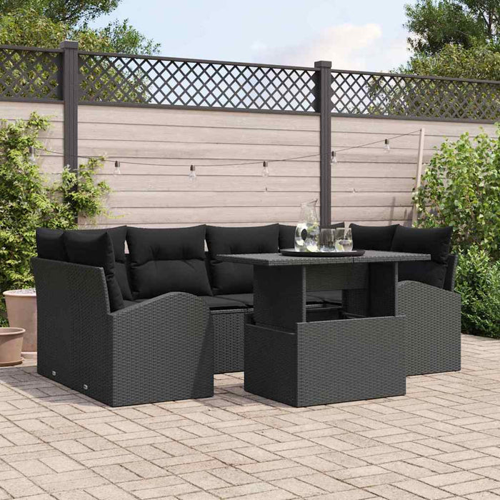 Set de canapele pentru grădină cu pernă 7 pcs Negru Rattan poli - WALTI WALTI