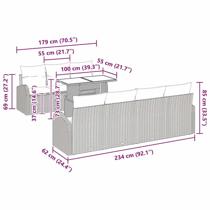 Set de canapele pentru grădină cu pernă 8 pcs Negru Rattan poli - WALTI WALTI