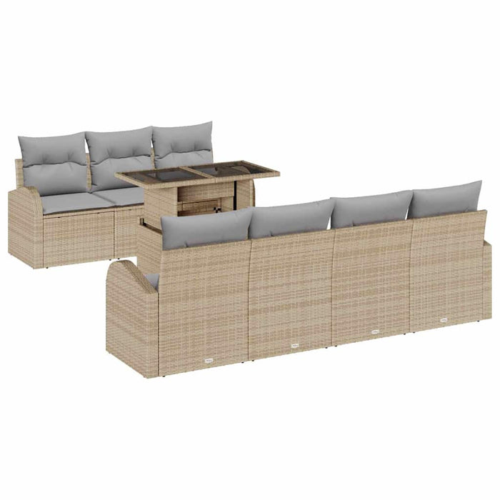 Set de canapele pentru grădină cu pernă 8 pcs Bej Rattan poli - WALTI WALTI