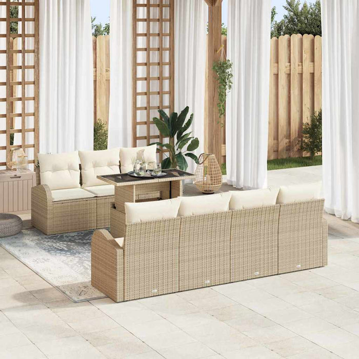 Set de canapele pentru grădină cu pernă 8 pcs Bej Rattan poli - WALTI WALTI