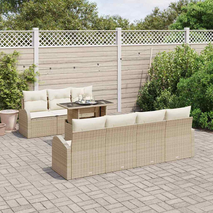 Set de canapele pentru grădină cu pernă 8 pcs Bej Rattan poli - WALTI WALTI