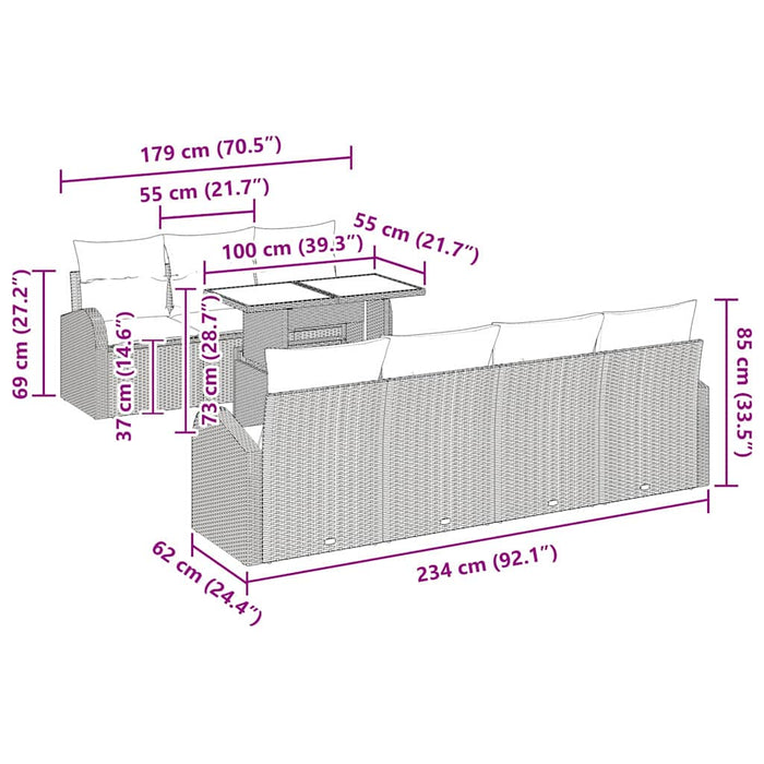 Set de canapele pentru grădină cu pernă 8 pcs Bej Rattan poli - WALTI WALTI