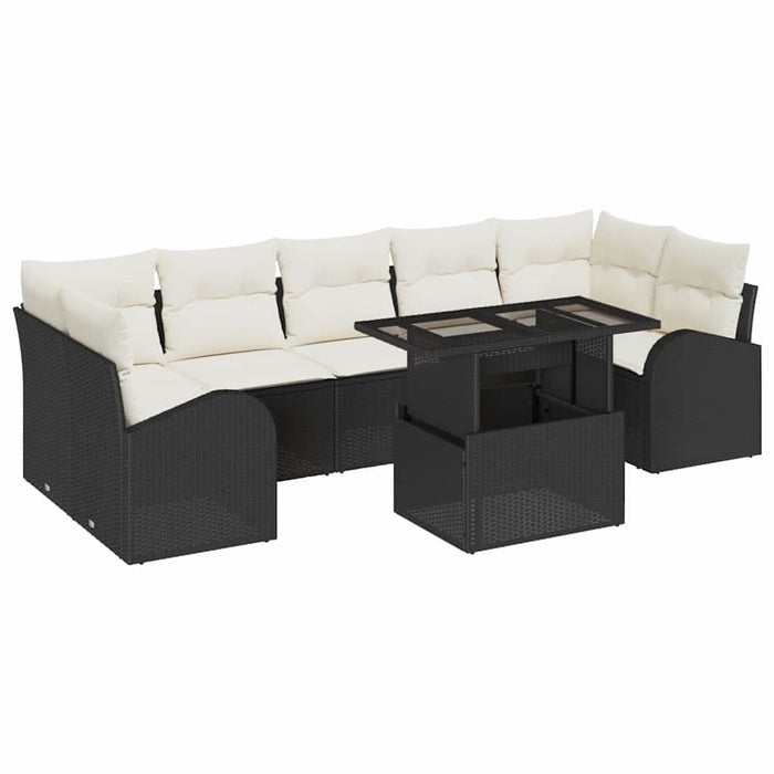 Set de canapele pentru grădină 8 buc. Negru poliratan WALTI
