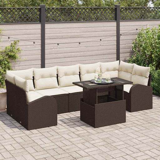 Set de canapele pentru grădină cu pernă 8 pcs Maro Rattan poli - WALTI WALTI