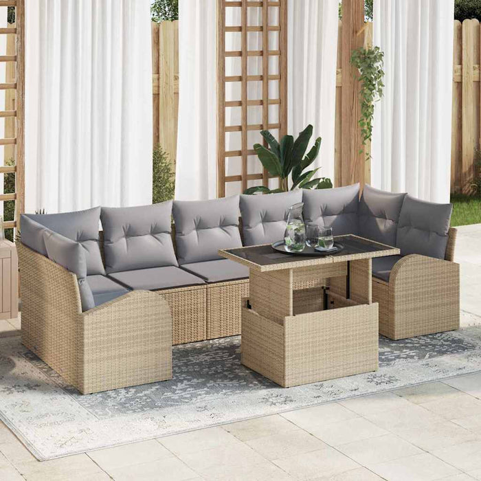 Set de canapele pentru grădină cu pernă 8 pcs Bej Rattan poli - WALTI WALTI