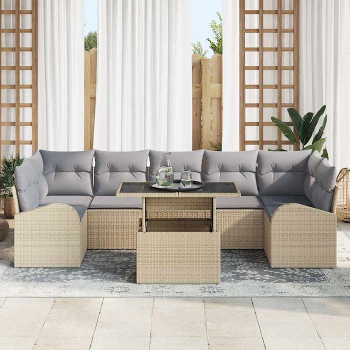 Set de canapele pentru grădină cu pernă 8 pcs Bej Rattan poli - WALTI WALTI