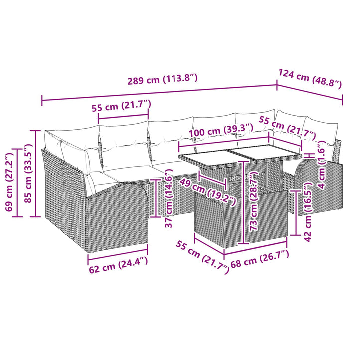 Set de canapele pentru grădină 8 pcs Maro poliratan - WALTI WALTI