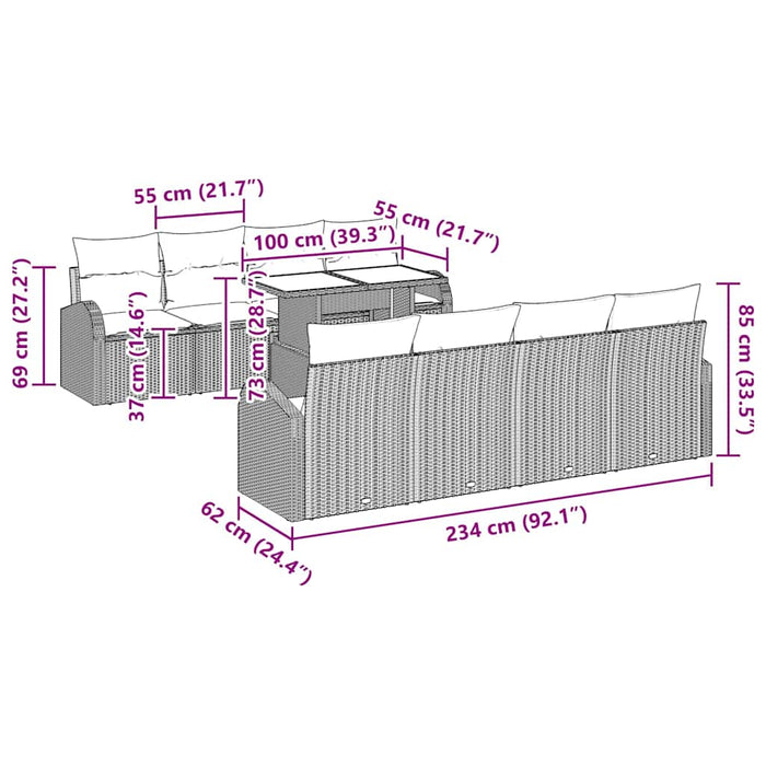 Set de canapele pentru grădină cu pernă 7 pcs Maro Rattan poli - WALTI WALTI