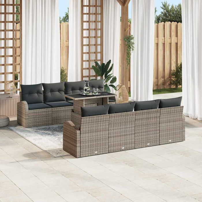 Set de canapele pentru grădină cu pernă 7 pcs Gri Rattan poli - WALTI WALTI