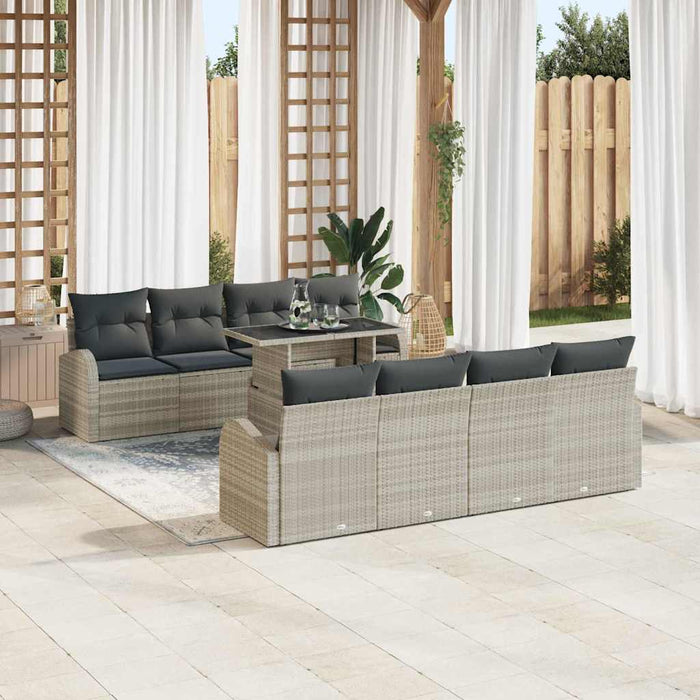 Set de canapele pentru grădină 7 pcs Gri deschis Rattan poli - WALTI WALTI