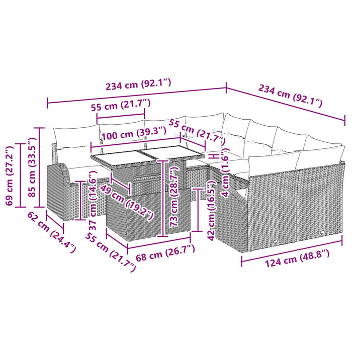 Set de canapele pentru grădină 9 pcs Maro poliratan - WALTI WALTI