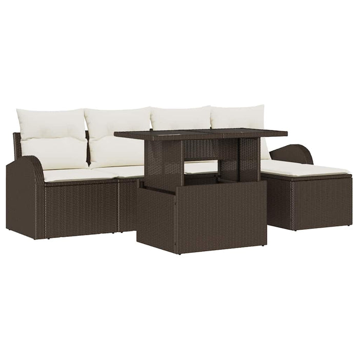 Set de canapele pentru grădină cu pernă 6 pcs Maro poliratan - WALTI WALTI