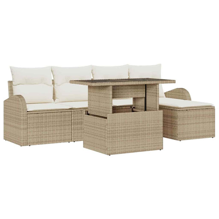 Set de canapele pentru grădină cu pernă 6 pcs Bej poliratan WALTI