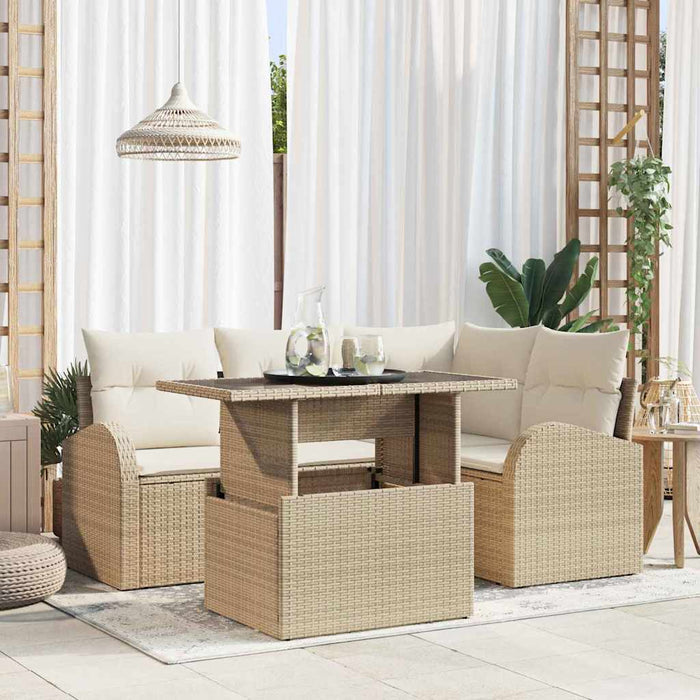 Set de canapele pentru grădină cu pernă 5 pcs Bej poliratan - WALTI WALTI