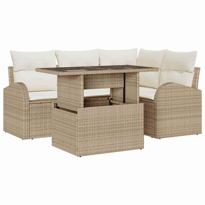Set de canapele pentru grădină cu pernă 5 pcs Bej poliratan - WALTI WALTI