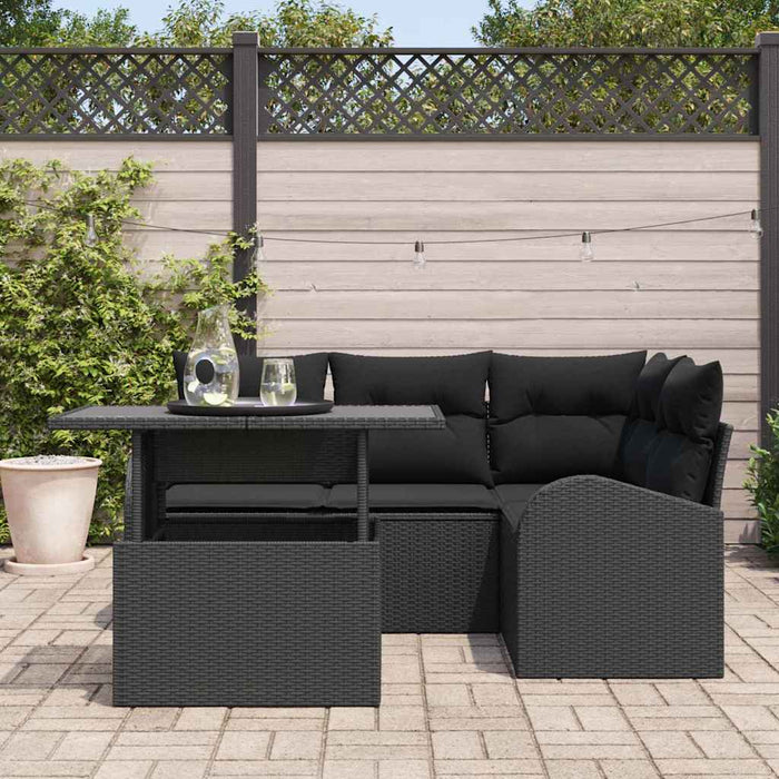 Set de canapele pentru grădină cu pernă 5 pcs Negru Rattan poli - WALTI WALTI