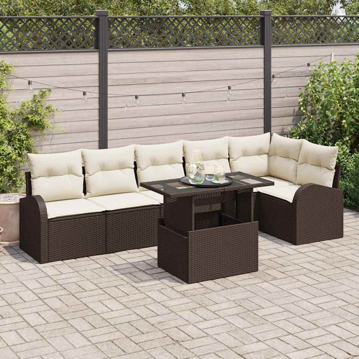 Set de canapele pentru grădină cu pernă 7 pcs maro și crem - WALTI WALTI