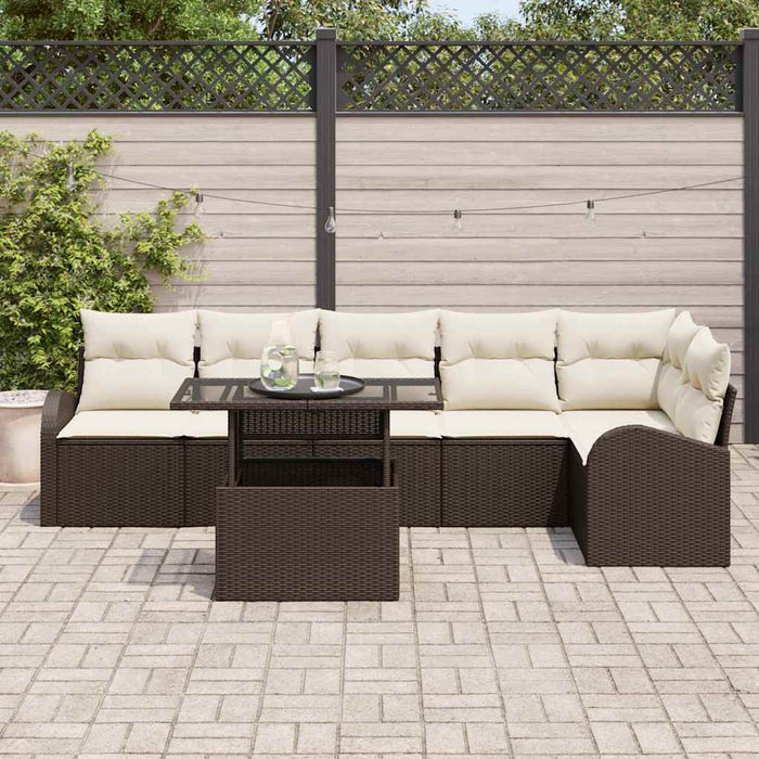 Set de canapele pentru grădină cu pernă 7 pcs maro și crem - WALTI WALTI