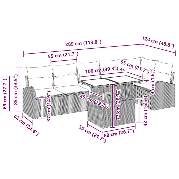Set de canapele pentru grădină cu pernă 7 pcs maro și crem - WALTI WALTI