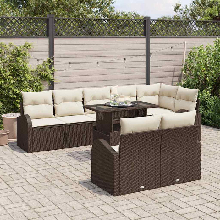 Set de canapele pentru grădină cu pernă 9 pcs maro și crem - WALTI WALTI