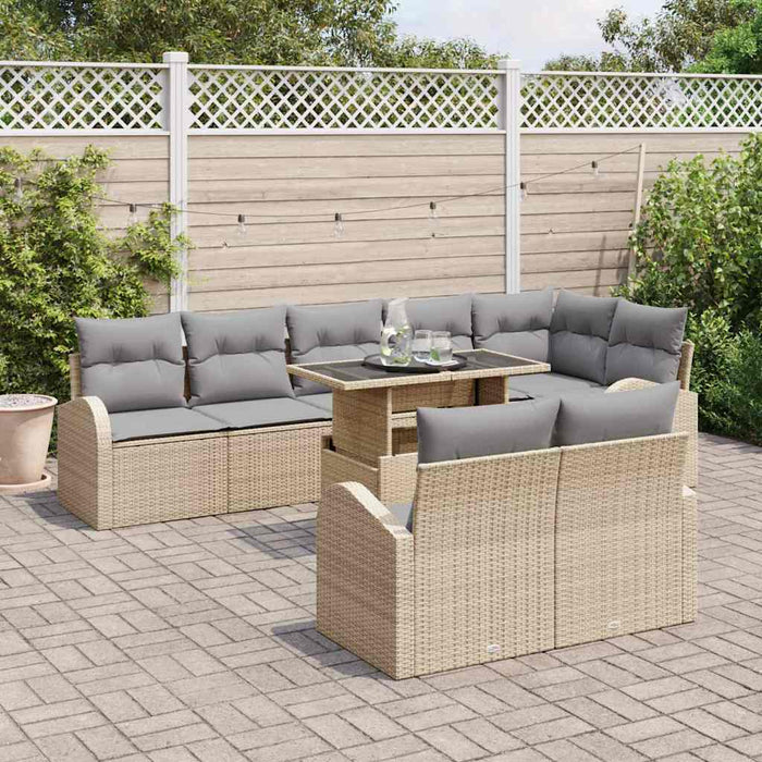 Set de canapele pentru grădină 9 pcs bej și gri deschis - WALTI WALTI