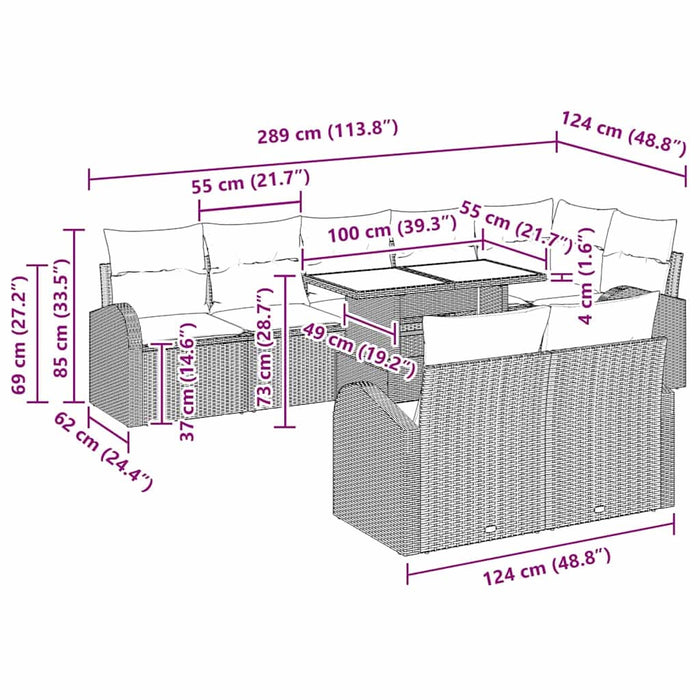 Set de canapele pentru grădină cu pernă 9 pcs Gri deschis - WALTI WALTI