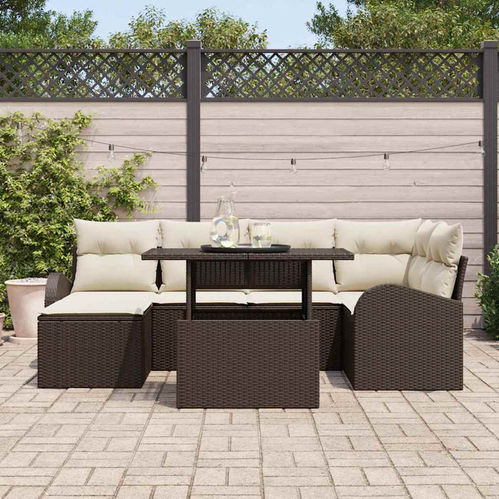 Set de canapele pentru grădină cu pernă 7 pcs maro și crem - WALTI WALTI