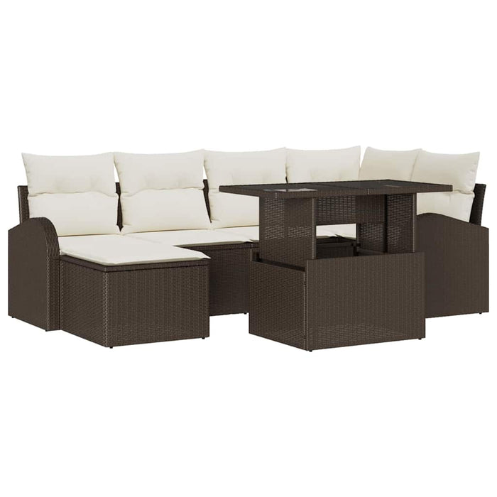 Set de canapele pentru grădină cu pernă 7 pcs maro și crem - WALTI WALTI