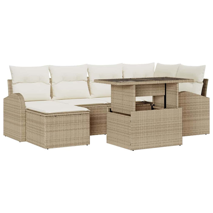 Set de canapele pentru grădină cu pernă 7 pcs bej și crem WALTI