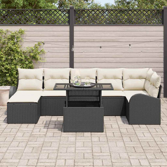 Set de canapele pentru grădină 8 pcs Negru și Crem poliratan - WALTI WALTI