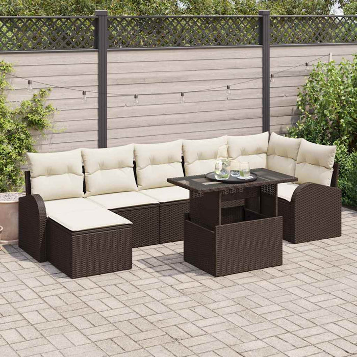 Set de canapele pentru grădină cu pernă 8 pcs maro și crem - WALTI WALTI