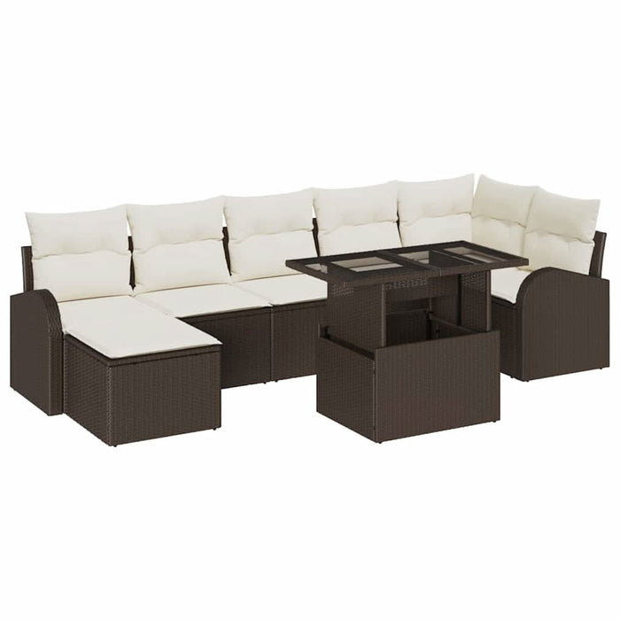 Set de canapele pentru grădină cu pernă 8 pcs maro și crem - WALTI WALTI