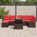 Set de canapele pentru grădină cu pernă 8 pcs maro și roșu - WALTI WALTI