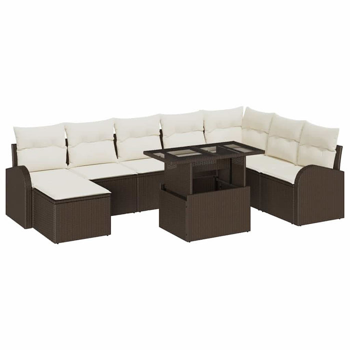 Set de canapele pentru grădină cu pernă 9 pcs maro și crem - WALTI WALTI