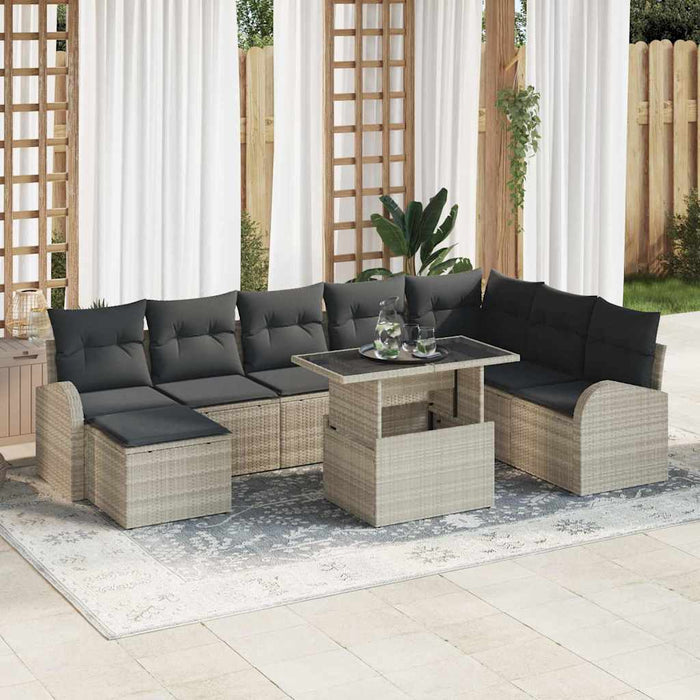 Set de canapele pentru grădină cu pernă 9 pcs Gri deschis - WALTI WALTI
