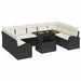 Set de canapele pentru grădină cu pernă 10 pcs negru și crem - WALTI WALTI